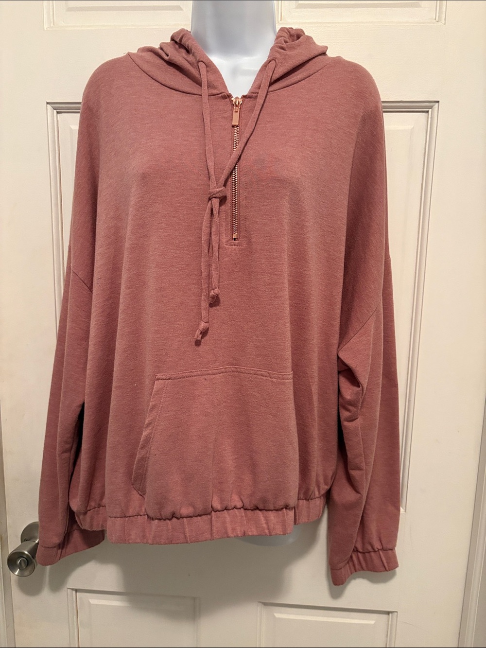 Live Well Relaxed Half-Zip Hoodie in Dusty Rose - Women size XL